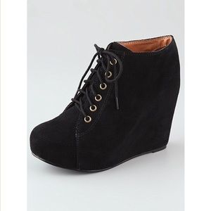 Jeffrey Campbell Lace Up Wedge Heels - Black Suede